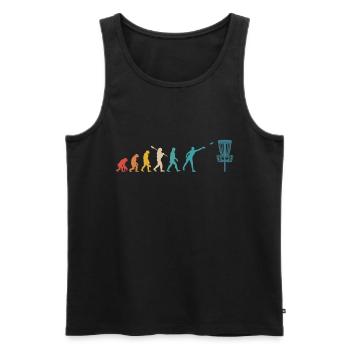 Discgolf Disc Golf Retro Vintage Evolution - Männer Premium Bio Tank Top - Schwarz - Vorne - Michal (187cm)