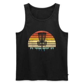 Discgolf Retro Vintage Style - Männer Premium Bio Tank Top - Schwarz - Vorne - Michal (187cm)