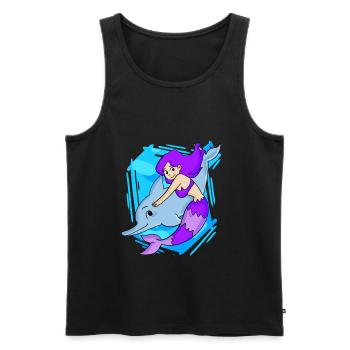 Meerjungfrau mit Delfin - Männer Premium Bio Tank Top - Schwarz - Vorne - Michal (187cm)