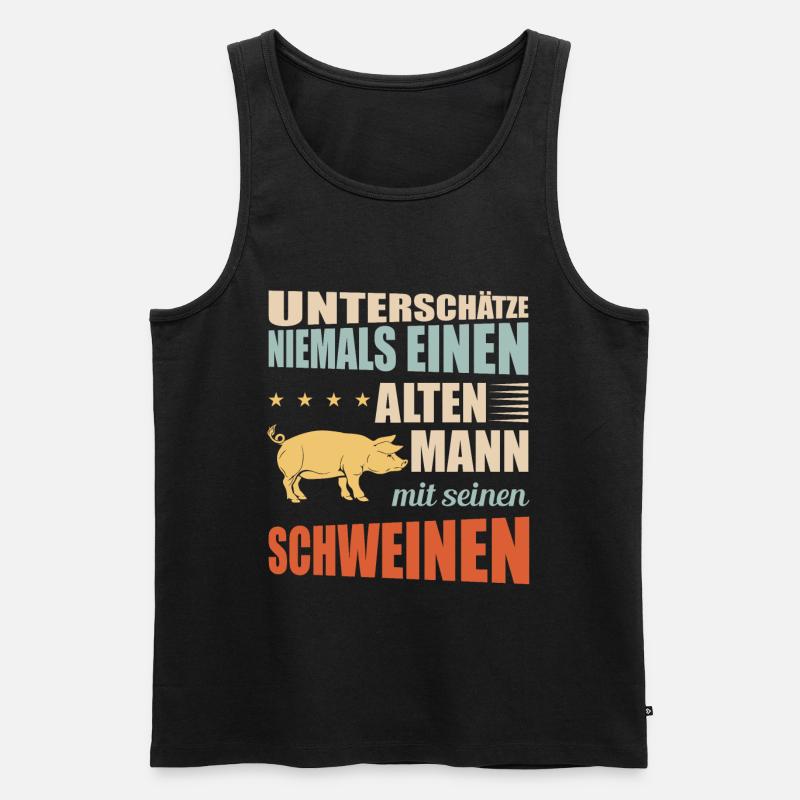 Schweine | Lustiger Schweinebauer Spruch - Männer Premium Bio Tank Top - Schwarz