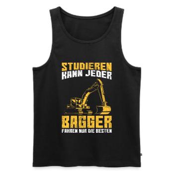 Studieren kann jeder Bagger fahren nur die Besten - Männer Premium Bio Tank Top - Schwarz - Vorne - Michal (187cm)