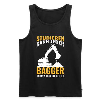 Studieren kann jeder Bagger fahren nur die Besten - Männer Premium Bio Tank Top - Schwarz - Vorne - Michal (187cm)