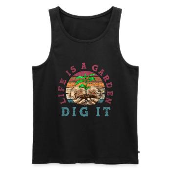 Leben Garten Gärtner - Männer Premium Bio Tank Top - Schwarz - Vorne - AI Model Male 178 light (178cm)