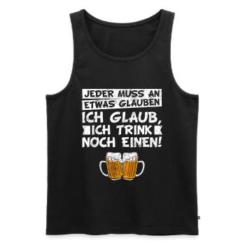 Bier Trinkspruch - Jeder muss an etwas glauben - Männer Premium Bio Tank Top - Schwarz - Vorne - AI Model Male 178 light (178cm)