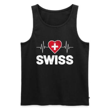 Swiss Schweiz 2021 Fanartikel Fußball Fahne - Männer Premium Bio Tank Top - Schwarz - Vorne - Michal (187cm)