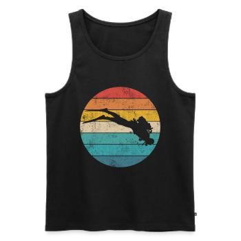Tauchen | Taucher Retro Vintage - Männer Premium Bio Tank Top - Schwarz - Vorne - Michal (187cm)