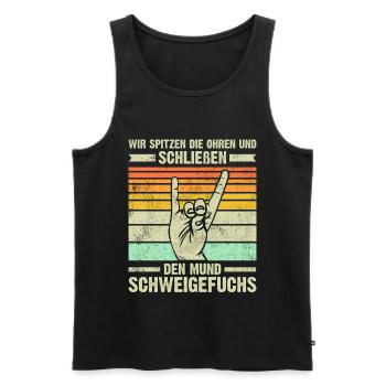 Lehrer Schweigefuchs Schule Geschenk - Männer Premium Bio Tank Top - Schwarz - Vorne - Michal (187cm)