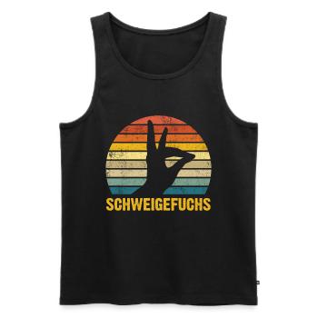 Lustige Lehrer Geschenkidee | Schweigefuchs Retro - Männer Premium Bio Tank Top - Schwarz - Vorne - AI Model Male 178 light (178cm)