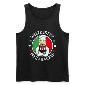 Weltbester Pizzabäcker - Männer Premium Bio Tank Top - Schwarz - Vorne - AI Model Male 178 light (178cm)