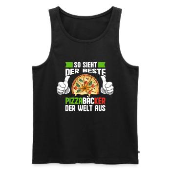 Weltbester Pizzabäcker Geschenkidee - Männer Premium Bio Tank Top - Schwarz - Vorne - AI Model Male 178 light (178cm)