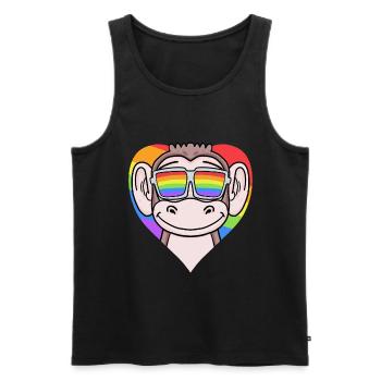 LGBT Herz mit Affe Regenbogen - Männer Premium Bio Tank Top - Schwarz - Vorne - AI Model Male 178 light (178cm)