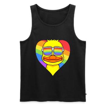 LGBT Herz mit Ente Regenbogen - Männer Premium Bio Tank Top - Schwarz - Vorne - AI Model Male 178 light (178cm)