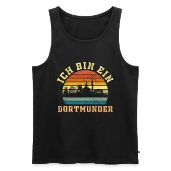Dortmund - Ich bin ein Dortmunder Retro Style - Männer Premium Bio Tank Top - Schwarz - Vorne - Michal (187cm)