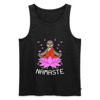 Yoga Namaste paresseux - Débardeur bio Premium Homme - noir - Devant - AI Model Male 178 light (178cm)