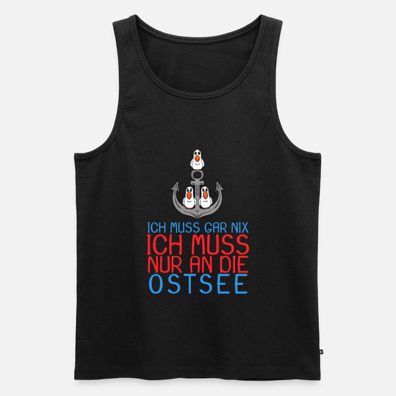 Ostsee Anker Möwe Geschenk - Männer Premium Bio Tank Top - Schwarz