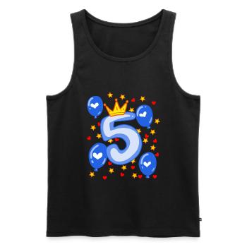 5ème Anniversaire Jeunes Ballons Couronne Étoiles - Débardeur bio Premium Homme - noir - Devant - Michal (187cm)