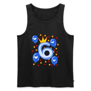 6ème anniversaire jeunes ballons de couronne étoiles - Débardeur bio Premium Homme - noir - Devant - Michal (187cm)