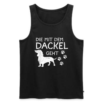 Dackel Frauchen Frauen Geschenk - Männer Premium Bio Tank Top - Schwarz - Vorne - Michal (187cm)