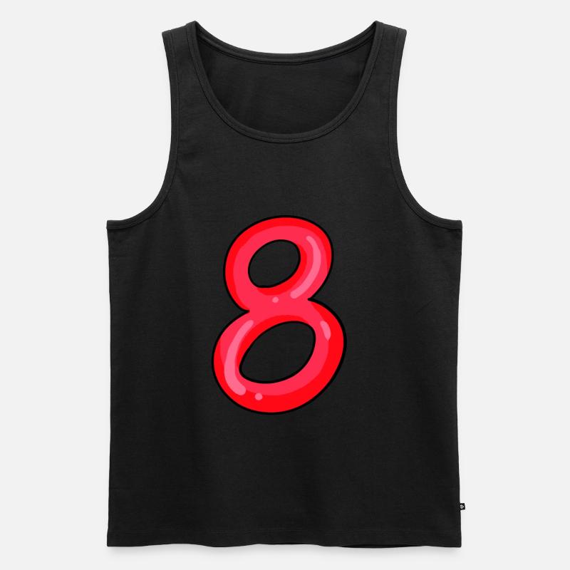 8 rot - Männer Premium Bio Tank Top - Schwarz