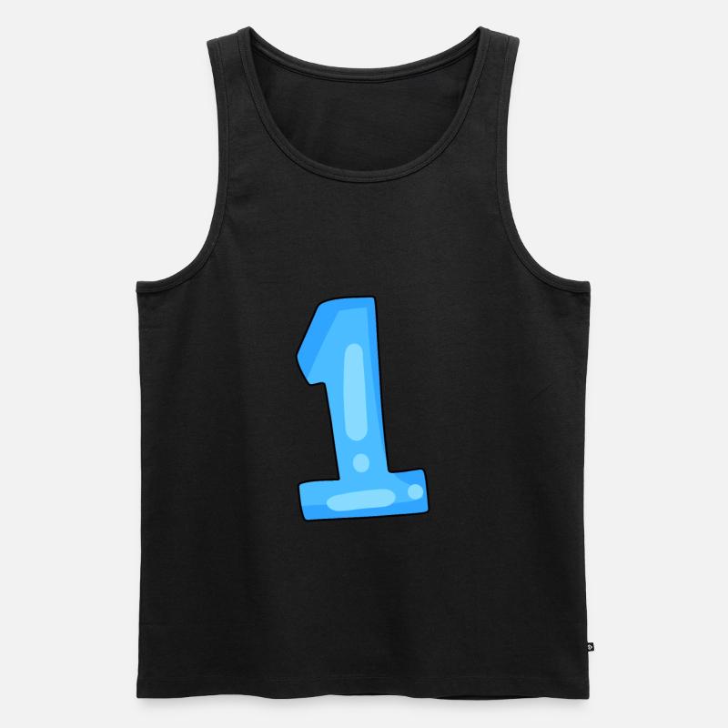 1 hellblau - Männer Premium Bio Tank Top - Schwarz