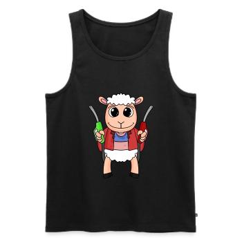 Tankwart Schaf Tankstelle - Männer Premium Bio Tank Top - Schwarz - Vorne - AI Model Male 178 light (178cm)