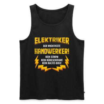 Elektriker Vintage | Lustige Elektriker Sprüche - Männer Premium Bio Tank Top - Schwarz - Vorne - Michal (187cm)