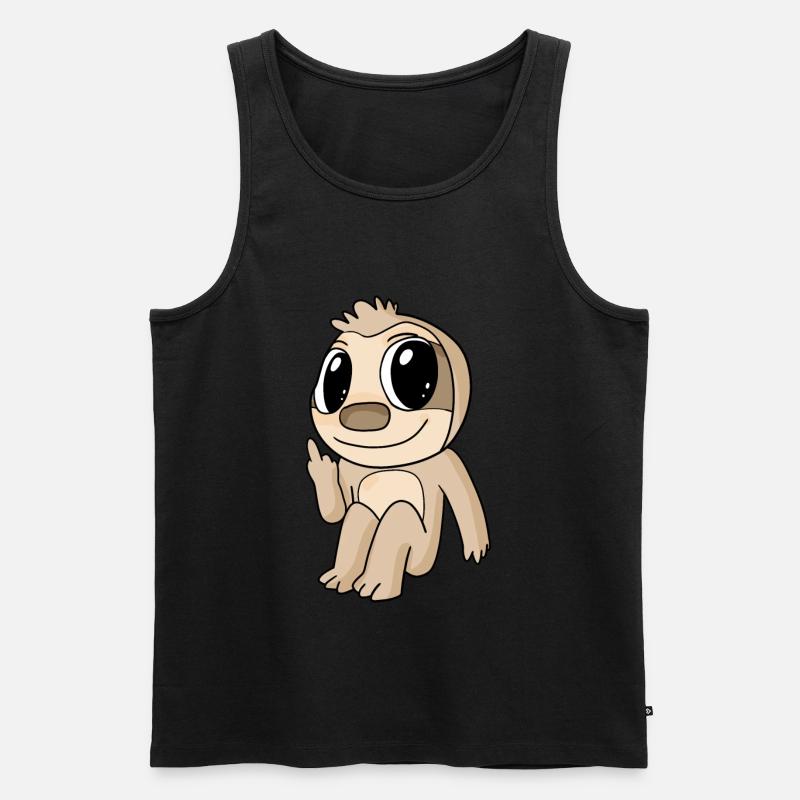 Faultier lustig Mittelfinger - Männer Premium Bio Tank Top - Schwarz