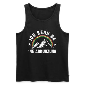 Wandern | Ich kenn da ne Abkürzung - Männer Premium Bio Tank Top - Schwarz - Vorne - Michal (187cm)