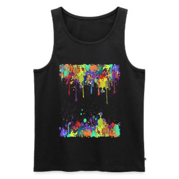 Crazy Multicolored Running Splashes 1 - Men's Premium Organic Tank Top - black - Front - Michal (187cm)