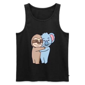 Sloth and koala cuddle cute animals - Men's Premium Organic Tank Top - black - Front - AI Model Male 178 light (178cm)
