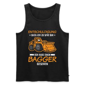 Bagger | Kinder Sprüche Geschenkideen - Männer Premium Bio Tank Top - Schwarz - Vorne - Michal (187cm)