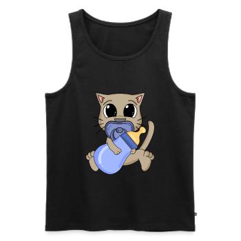 Bébé Jeune Chat - Débardeur bio Premium Homme - noir - Devant - AI Model Male 178 light (178cm)