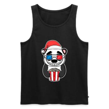 Weihnachten Panda Bär Popcorn Kino - Männer Premium Bio Tank Top - Schwarz - Vorne - Michal (187cm)