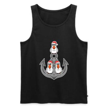 Seagull Anchor Christmas - Men's Premium Organic Tank Top - black - Front - Michal (187cm)