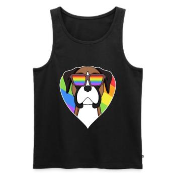 Boxer Hund Regenbogen Herz - Männer Premium Bio Tank Top - Schwarz - Vorne - AI Model Male 178 light (178cm)