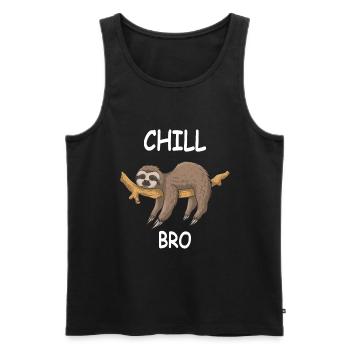 Faultier Sprüche - CHILL BRO - Männer Premium Bio Tank Top - Schwarz - Vorne - AI Model Male 178 light (178cm)