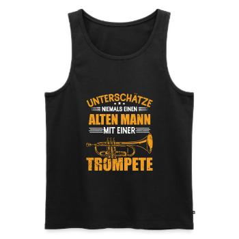 Unterschätze Niemals Einen Alten Mann Mit Trompete - Männer Premium Bio Tank Top - Schwarz - Vorne - Michal (187cm)