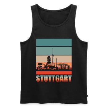 Stuttgart Retro Skyline Stadt - Männer Premium Bio Tank Top - Schwarz - Vorne - Michal (187cm)