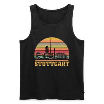 Stuttgart Retro | Stuttgarter Skyline Vintage - Männer Premium Bio Tank Top - Schwarz - Vorne - AI Model Male 178 light (178cm)
