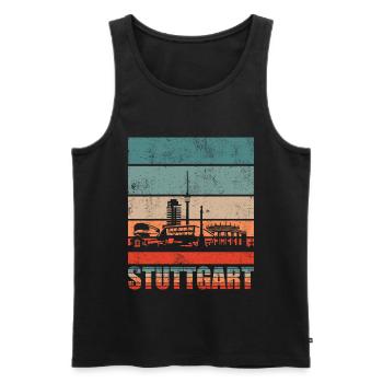 Stuttgart Skyline Geschenkidee - Männer Premium Bio Tank Top - Schwarz - Vorne - AI Model Male 178 light (178cm)