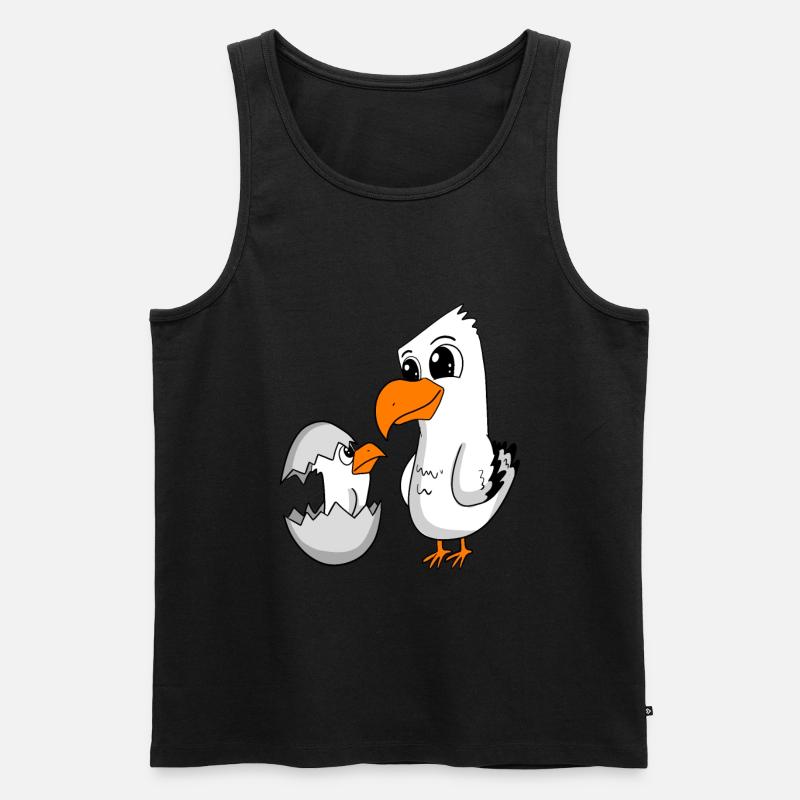 Möwe mit Baby Möwe - Männer Premium Bio Tank Top - Schwarz
