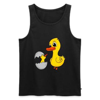 Canard avec bébé canard - Débardeur bio Premium Homme - noir - Devant - AI Model Male 178 light (178cm)