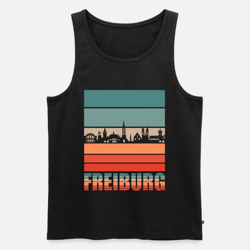Freiburg | Freiburg Skyline - Männer Premium Bio Tank Top - Schwarz