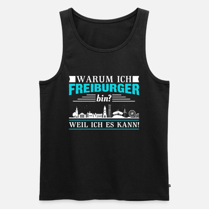 Freiburg | Lustiges Freiburger Sprüche Geschenk - Männer Premium Bio Tank Top - Schwarz