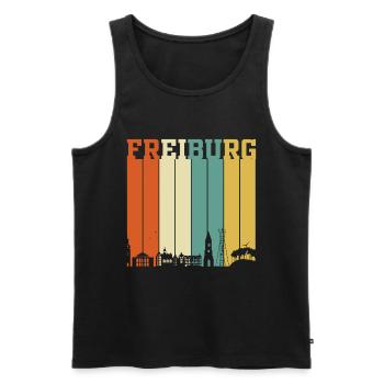 Freiburg Skyline - Männer Premium Bio Tank Top - Schwarz - Vorne - Michal (187cm)