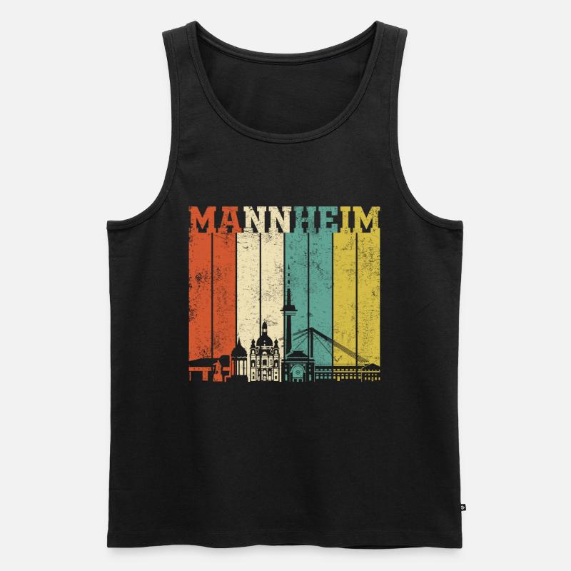 Retro Mannheim Skyline - Männer Premium Bio Tank Top - Schwarz