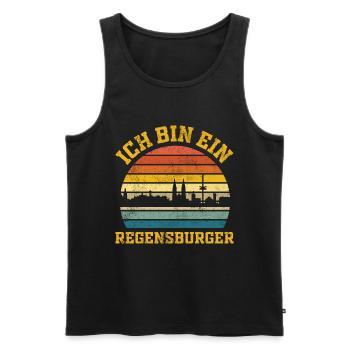 Regensburg | Ich bin ein Regensburger - Männer Premium Bio Tank Top - Schwarz - Vorne - Michal (187cm)