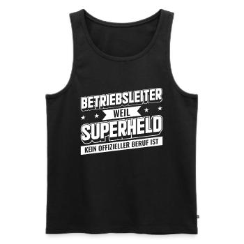 Beruf & Arbeit | Betriebsleiter Superheld - Männer Premium Bio Tank Top - Schwarz - Vorne - Michal (187cm)