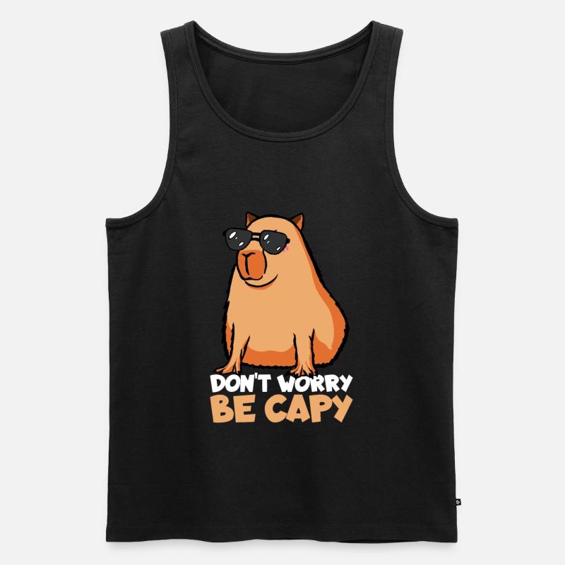 Don't Worry Be Capy - Männer Premium Bio Tank Top - Schwarz