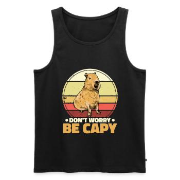 Don't Worry Be Capy - Männer Premium Bio Tank Top - Schwarz - Vorne - Michal (187cm)